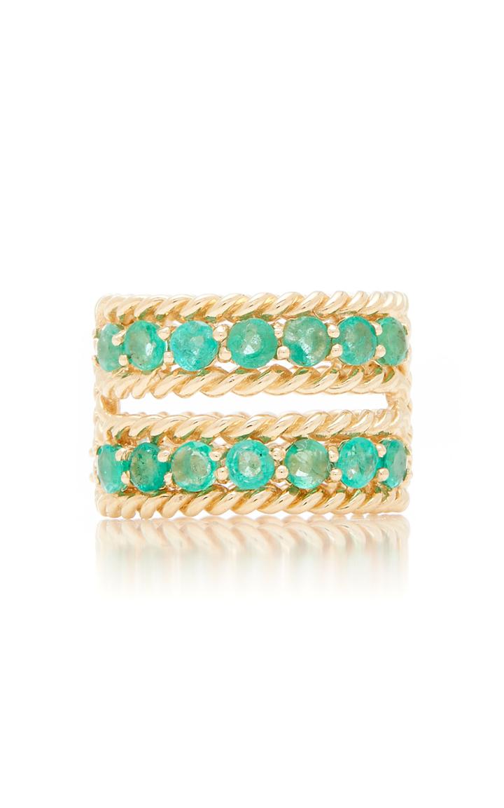 The Last Line Emerald Two-row Twist Ring