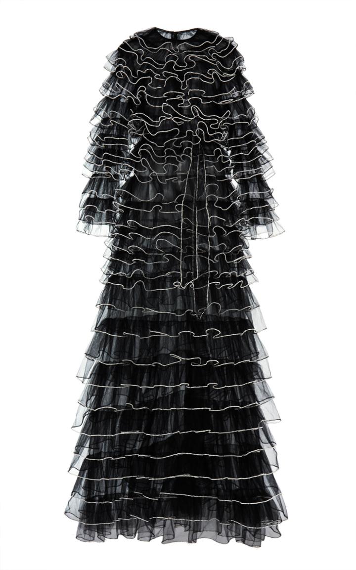 Moda Operandi Huishan Zhang Dionne Ruffled Organza Maxi Dress Size: 6