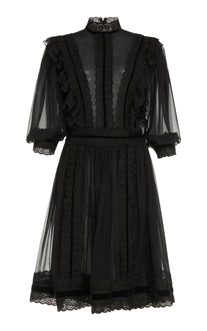 Costarellos Silk Chiffon A-line Dress