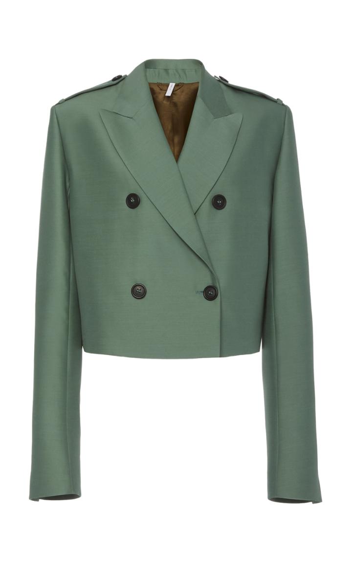 Moda Operandi Helmut Lang Cropped Wool-blend Double-breasted Blazer Size: 0