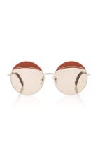 Moda Operandi Loewe Round Leather-trimmed Metal Sunglasses