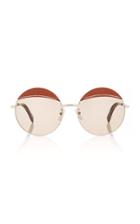 Moda Operandi Loewe Round Leather-trimmed Metal Sunglasses