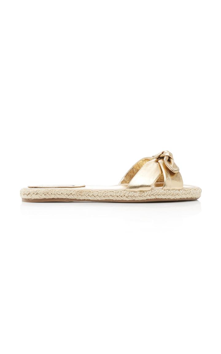 Tabitha Simmons Heli Bow-detailed Metallic Leather Slides