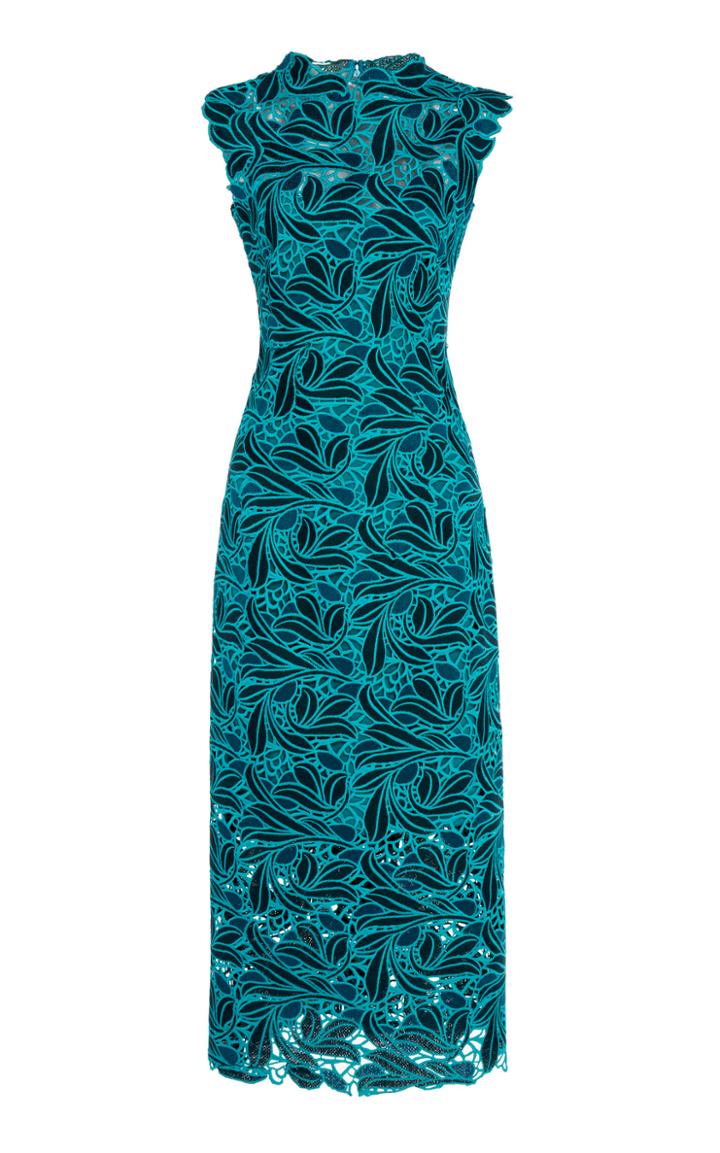 Monique Lhuillier Sleeveless Crochet Lace Sheath Dress