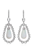 Nina Runsdorf 18k White Gold, Opal Drop And Rosecut Diamond Earrings