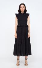 Moda Operandi Sea Ingrid Smocked Embroidered-eyelet Cotton Midi Dress