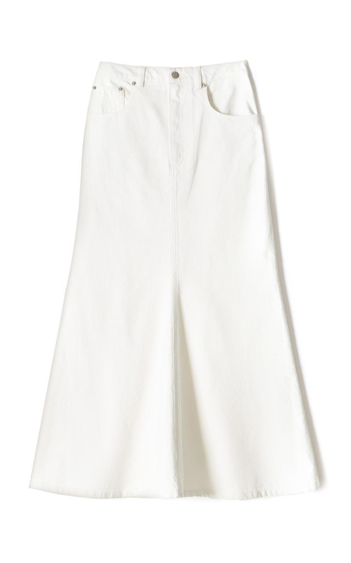 Moda Operandi Nanushka Claudia Flared Denim Midi Skirt