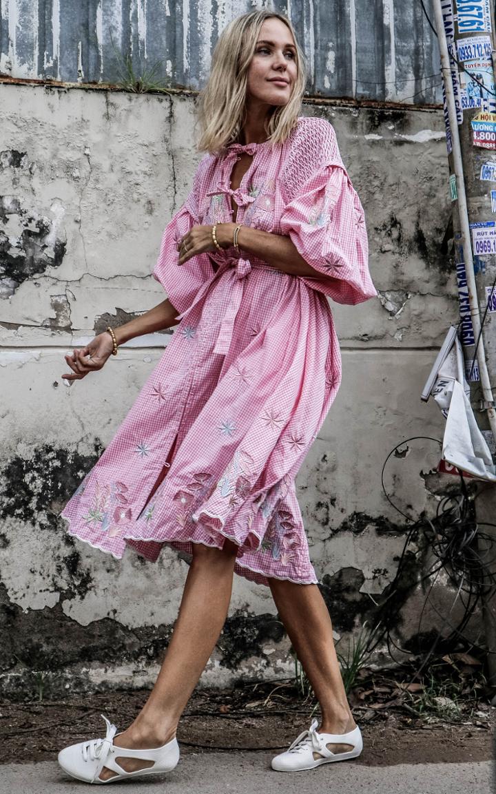 Innika Choo Midi Smocked Dress