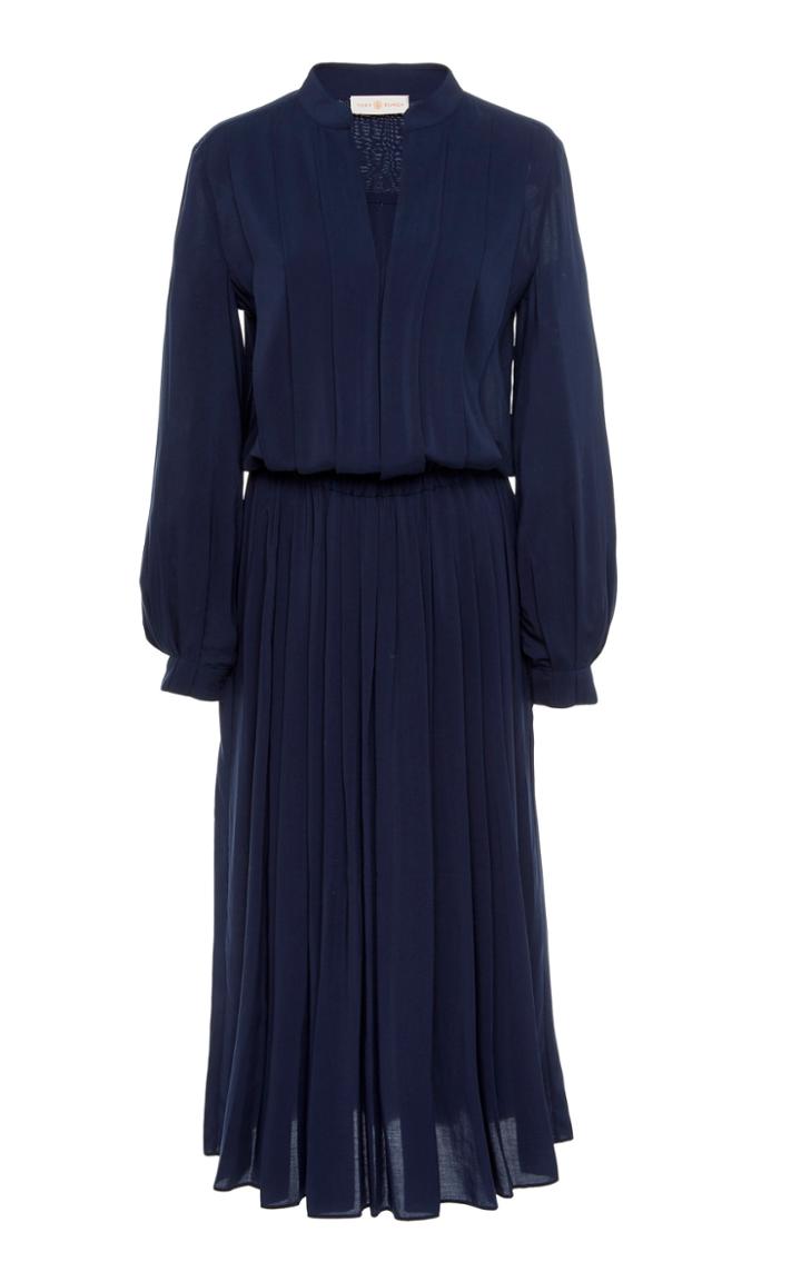 Tory Burch Long Sleeve Pleated Dress