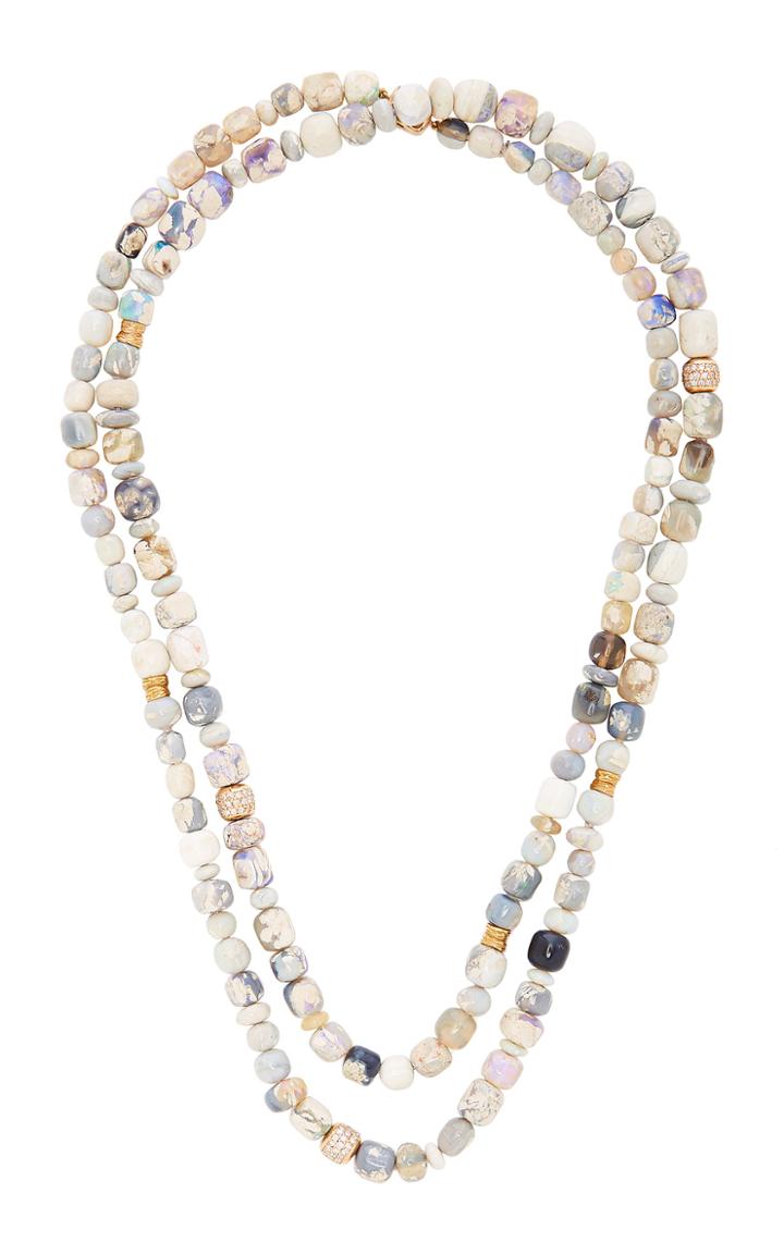 Mimi So Layered 18k Rose Gold Opal And Diamond Necklace
