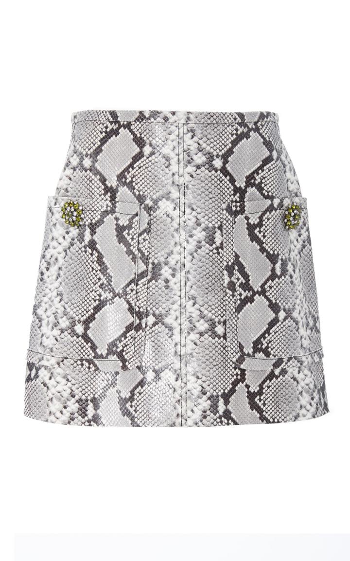 N 21 N&deg;21 Nadege Python Print Leather Mini Skirt
