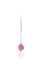 Jacquie Aiche Single Large Diamond Hoop With Pink Tourmaline Carved Charm