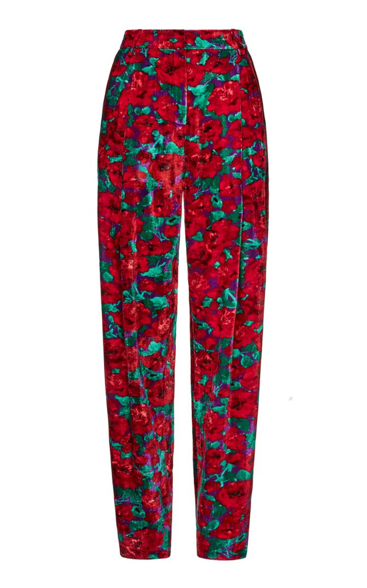 Magda Butrym Totness Floral-print Velvet Tapered Pants