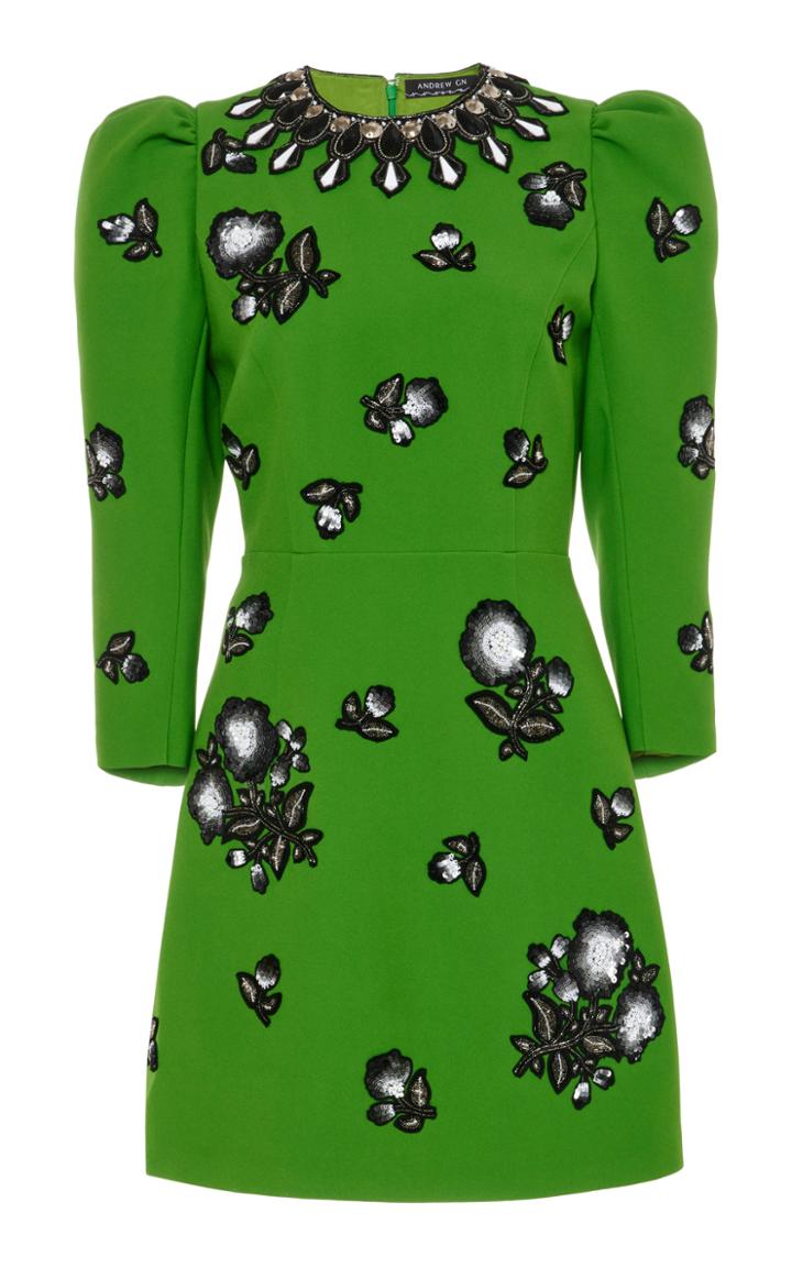 Moda Operandi Andrew Gn Embellished Crepe Mini Dress