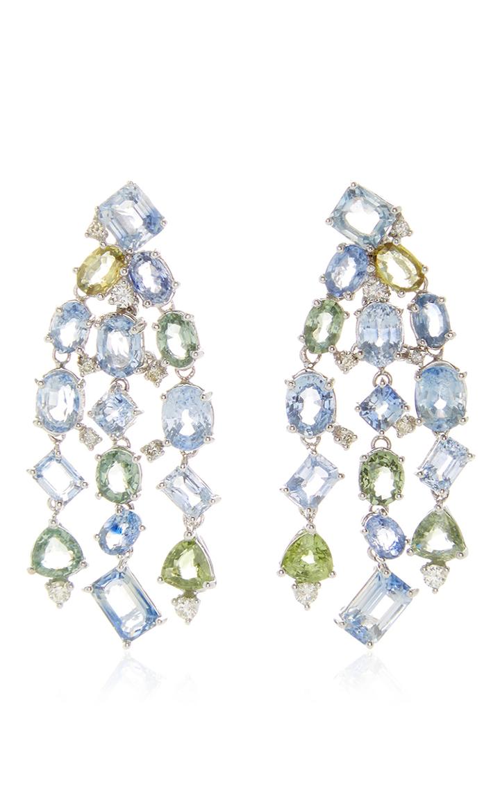 Gioia Blue & Green Sapphire And Diamond Drop Earrings