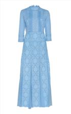 Costarellos Embroidered Guipure Lace And Cotton Midi Dress