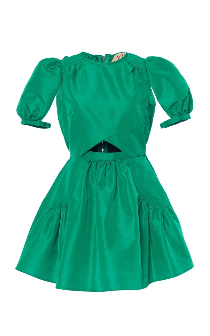 Moda Operandi N21 Puffed Sleeve Cutout Satin Dress Size: 38