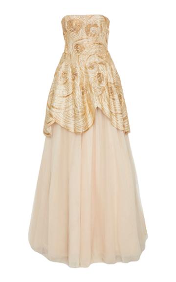 Alexandra Vidal Multi Layer Beaded Tulle Gown