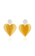 Silhouette Silver And Rhodium-plated Enamel Double Heart Earrings