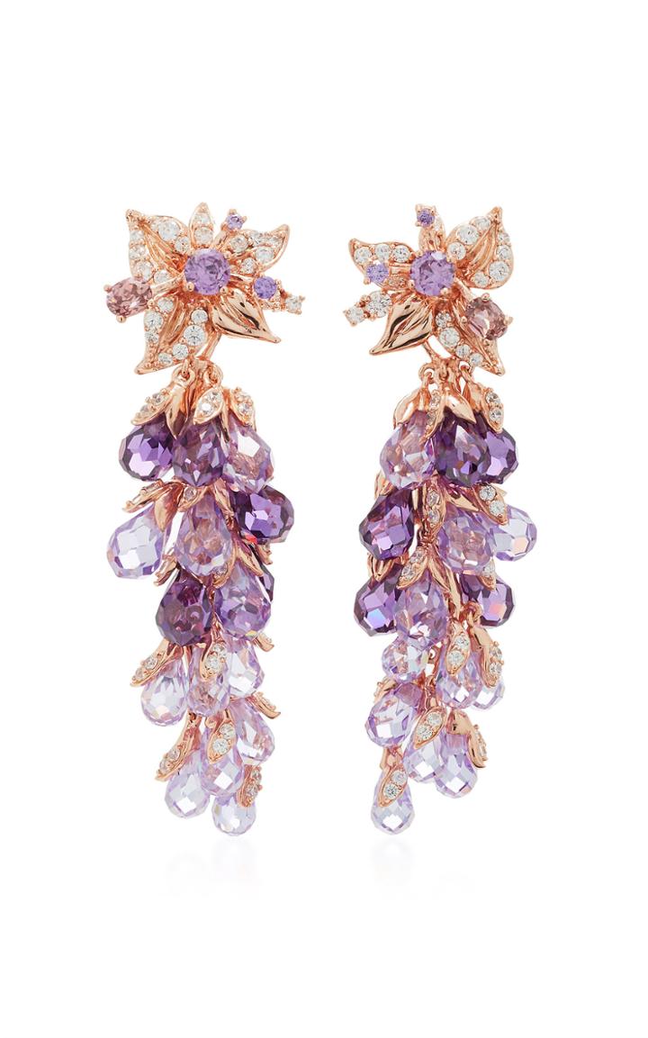 Anabela Chan M'o Exclusive: 18k White Gold Vermeil Amethyst And Emerald Earrings