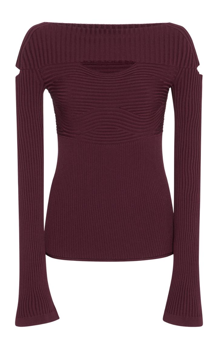 Cushnie Et Ochs Cutout Ribbed-knit Top