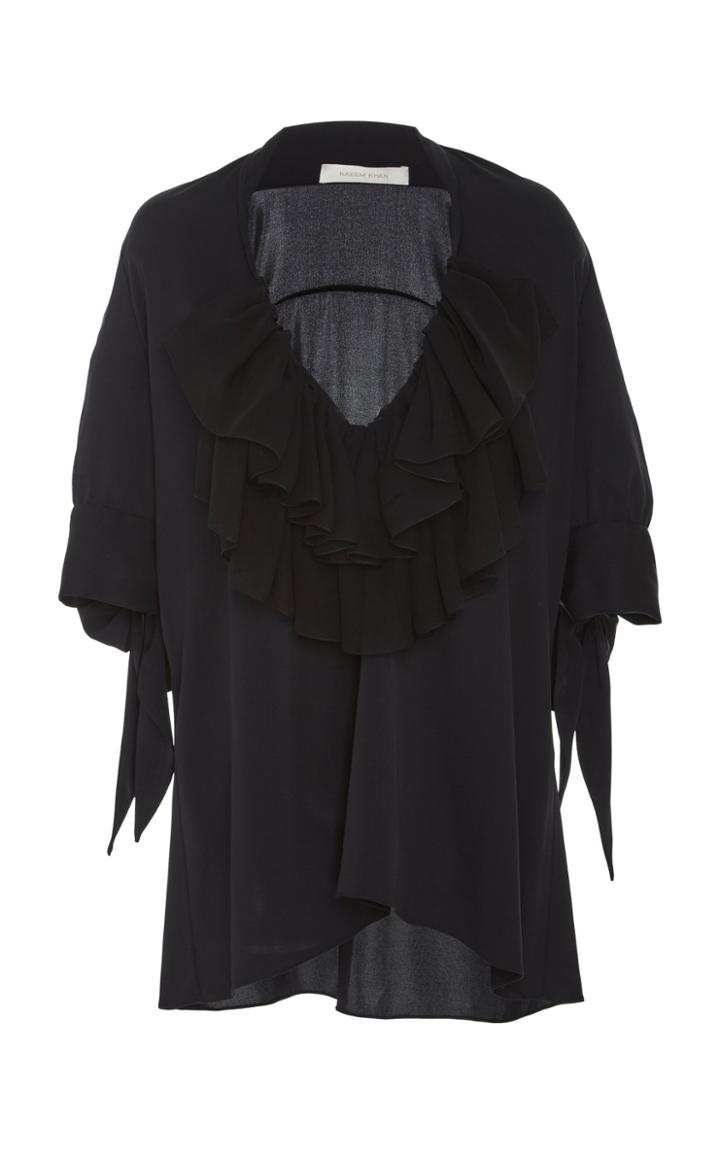 Naeem Khan Ruffle Silk Blouse