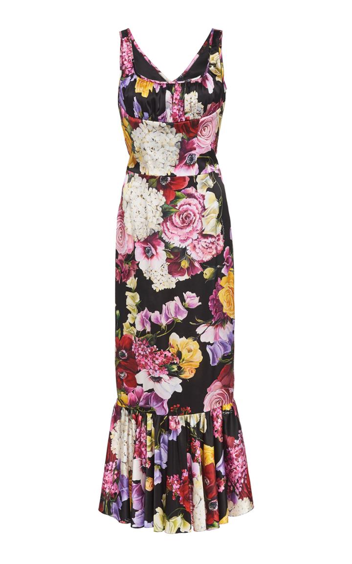 Dolce & Gabbana Floral Satin Midi Dress