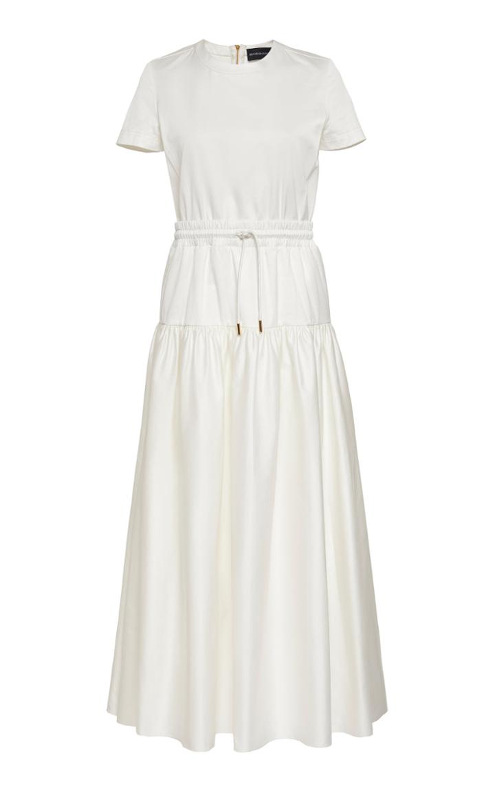 Brandon Maxwell Drawstring Waist Tea Length Cotton Dress