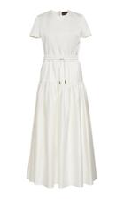 Brandon Maxwell Drawstring Waist Tea Length Cotton Dress