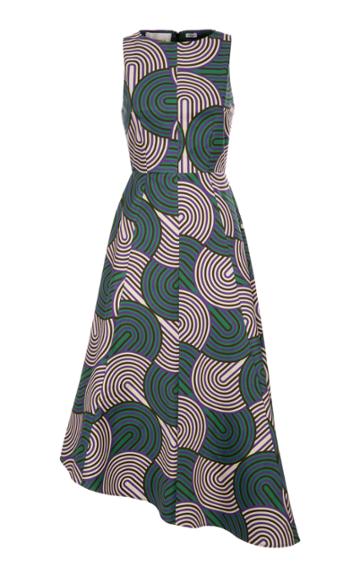 La Doublej Pina Printed Cotton-blend Asymetric Dress