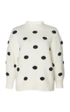 Rixo Ariana Embroidered Polka Dot Knit Sweater