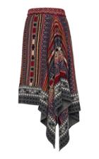 Etro Asymmetric Intarsia Wool-blend Midi Skirt