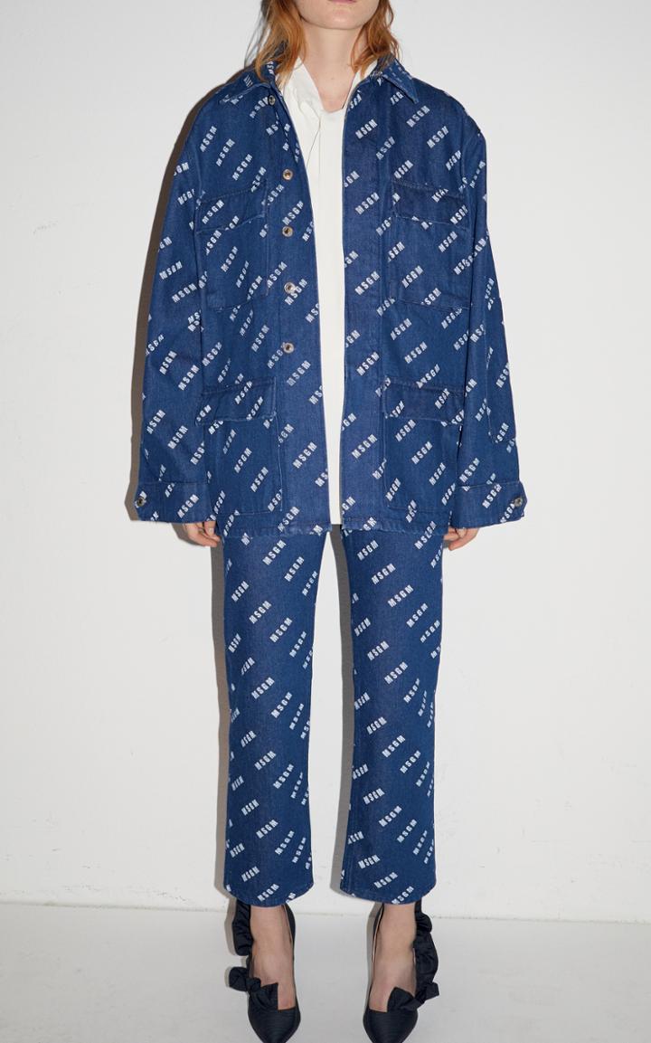 Msgm Logo Oversized Denim Jacket