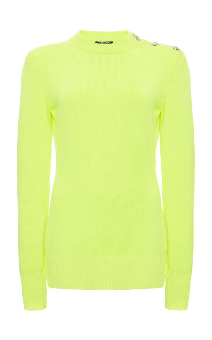 Balmain Cashmere Button Shoulder Pullover