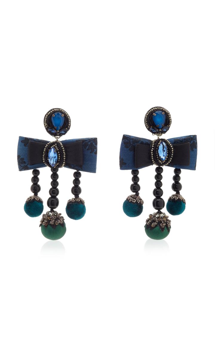Ranjana Khan Lila Gold-plated, Leather And Crystal Clip Earrings
