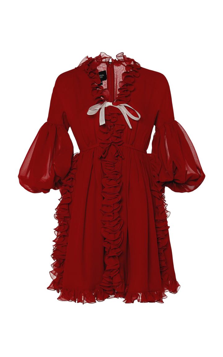 Moda Operandi Giambattista Valli Ruffled Chiffon Mini Dress Size: 40