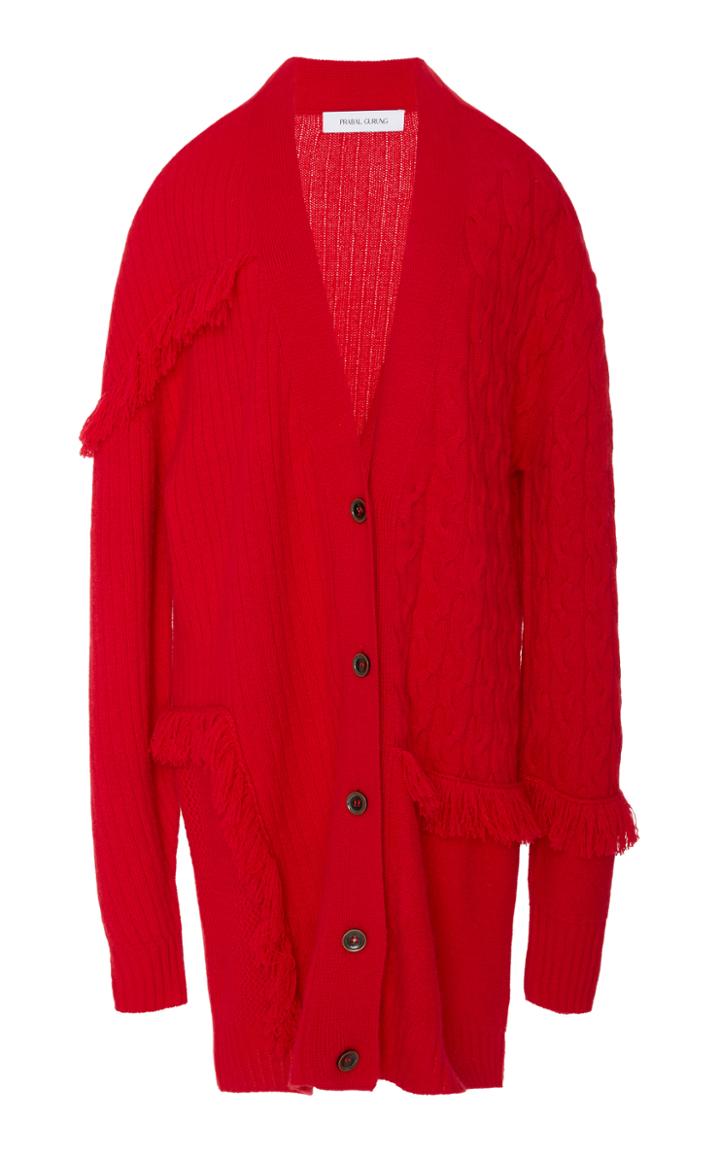 Prabal Gurung Oversize Fringe Cardigan