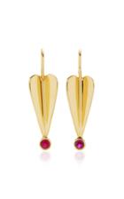 Elena Votsi Eros Small Heart Drop Ruby Earrings
