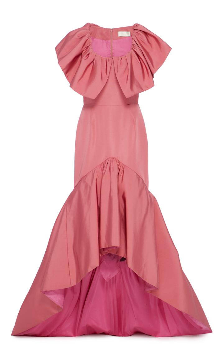 Christian Siriano High Low Flounce Silk Faille Gown