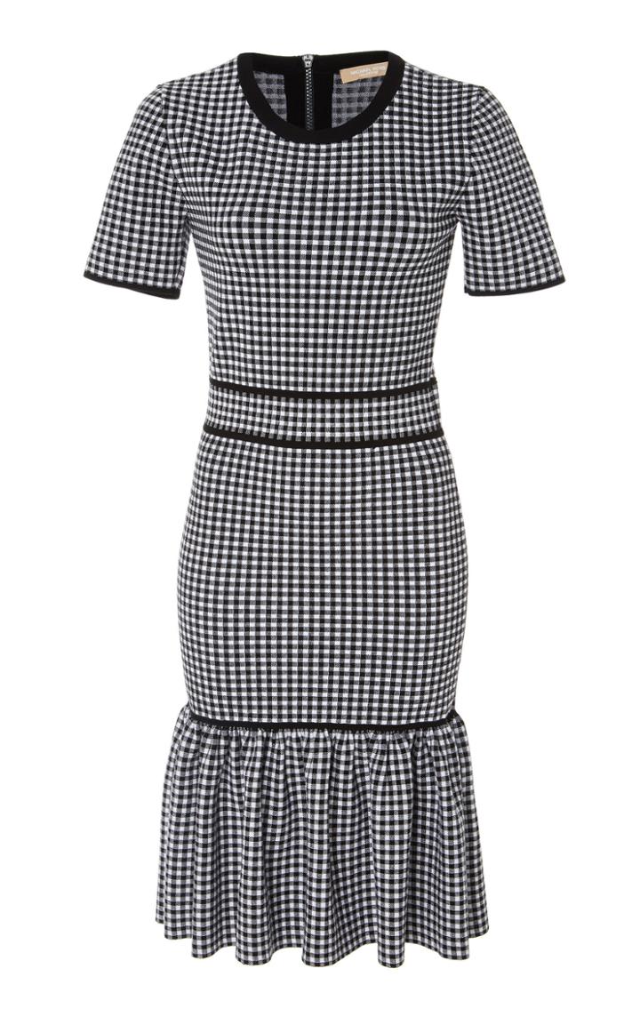 Michael Kors Collection Ruffled Gingham Stretch-knit Dress