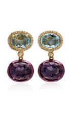Carol Kauffmann 18k Gold, Topaz, Amethyst And Diamond Earrings