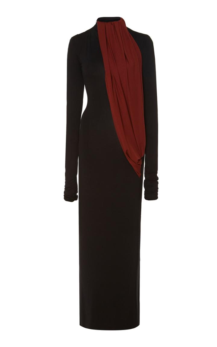 Marina Moscone Draped Sash Jersey Dress