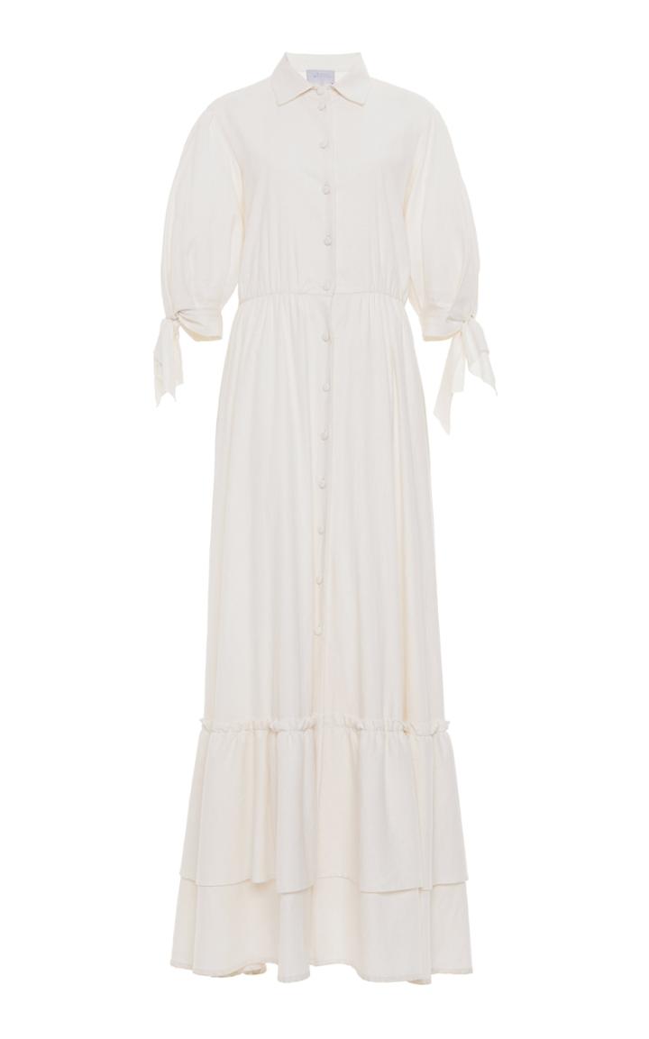 Moda Operandi Luisa Beccaria Tie-sleeved Linen-blend Maxi Dress Size: 38