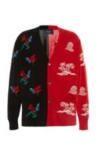 Lost Daze Aloha Two-tone Intarsia-knit Cotton-blend Cardigan