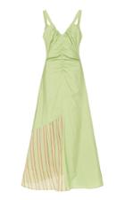 Rejina Pyo Toni Striped Mixed-media Asymmetric Midi Dress