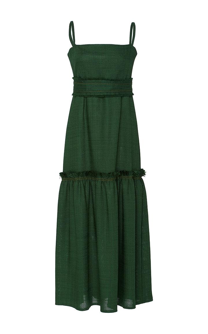By. Bonnie Young Basket Weave Ruffle Hem Midi Dress