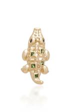 Yvonne Leon Mini Crocodile 18k Gold Tsavorites And Black Diamond Single Earring