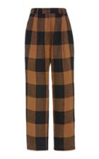 Moda Operandi Mara Hoffman Dita High-rise Checked Cotton Pants
