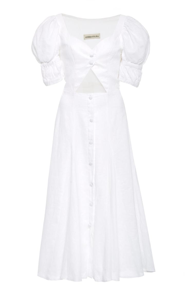 Moda Operandi Andres Otalora Santa Clara Cutout Linen Midi Dress Size: 0