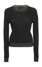 Saloni Metallic Rib-knit Top